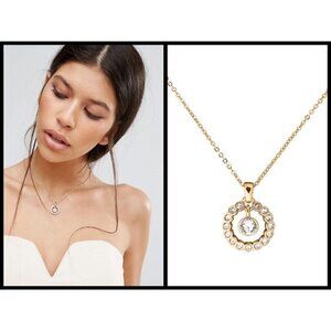 💕TED BAKER LONDON💕 Circle Crystal Necklace ~ Gold with Swarovski Crystals NWT
